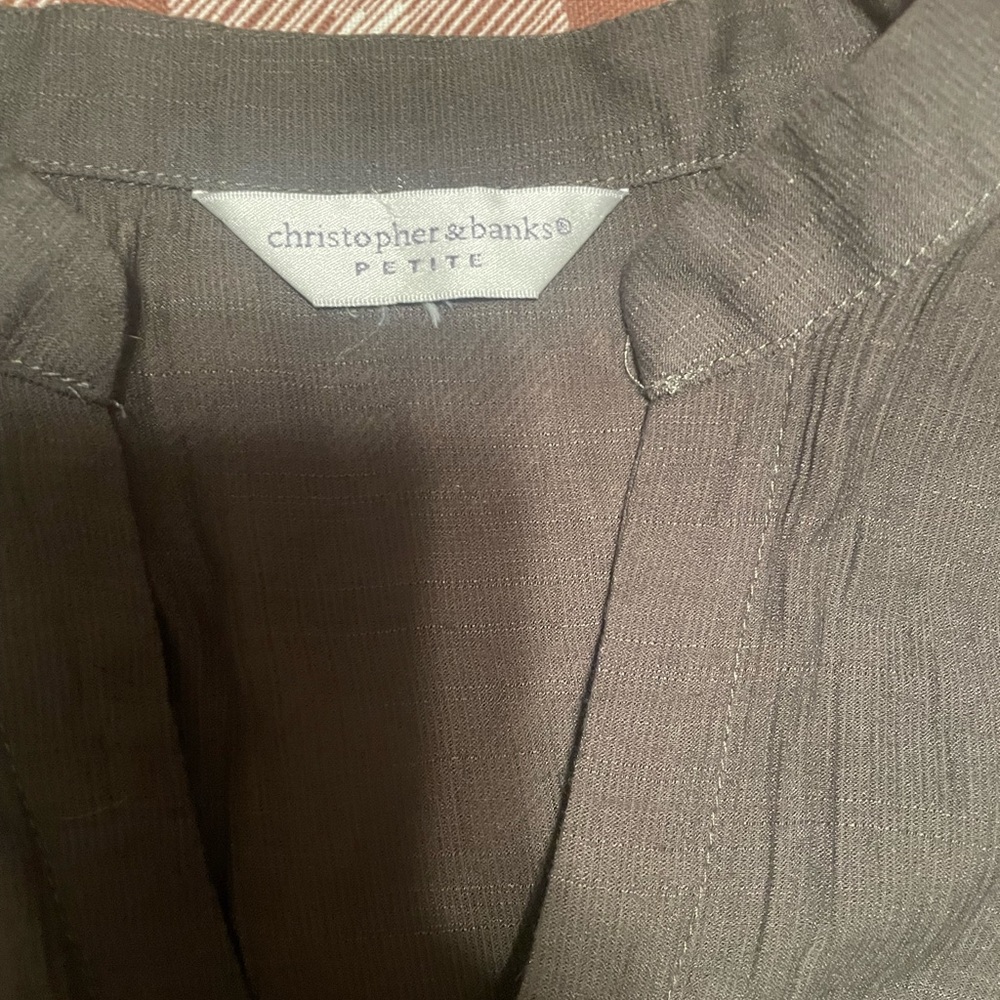 CHRISTOPHER & BANKS Olive Pleated Blouse - Picture 2 of 2